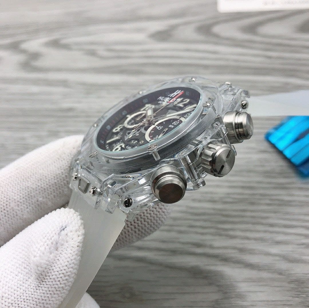Hublot Bang Glass Black Chrono On Rubber Strap
