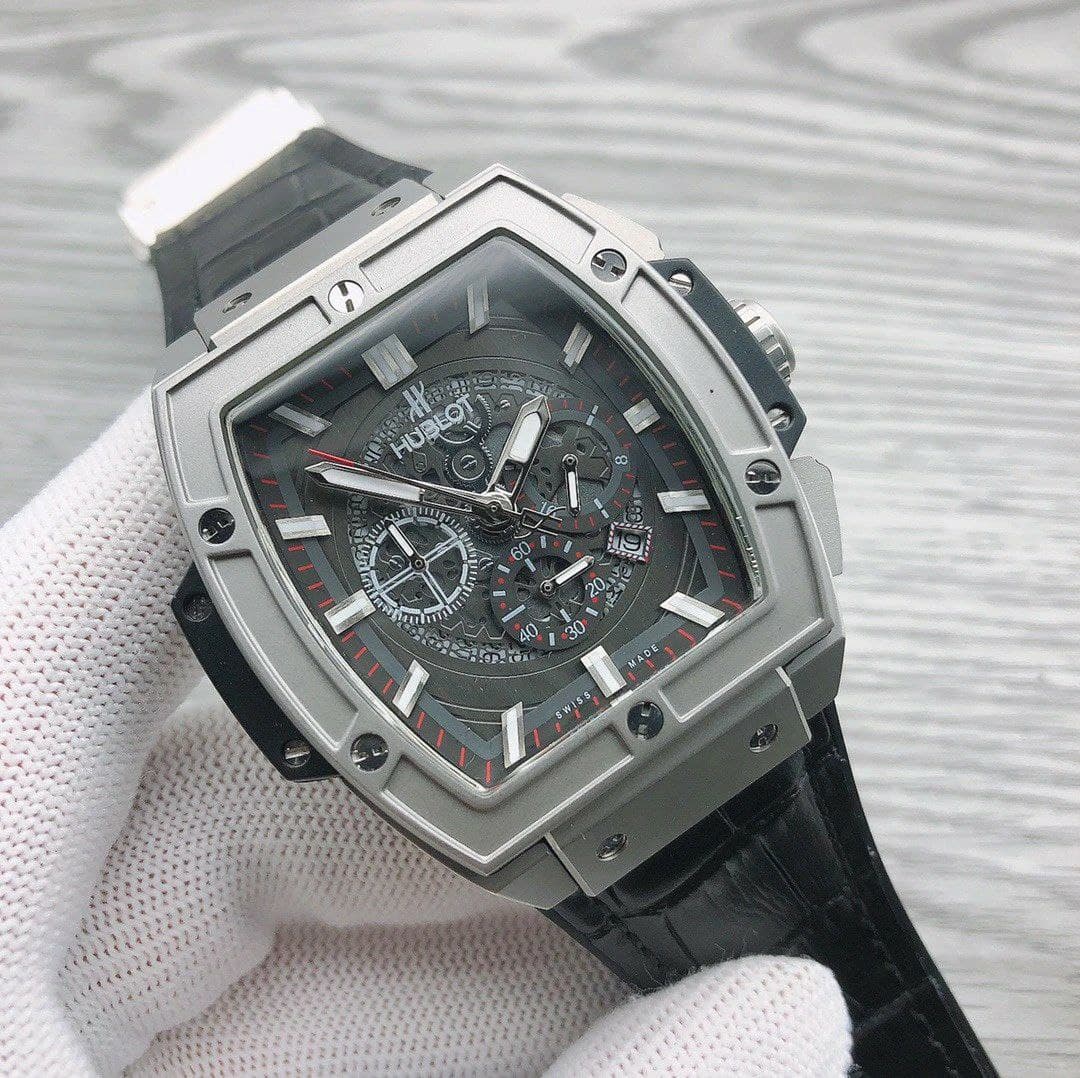 Hublot Spirit Grey Senna On Black Leather Strap