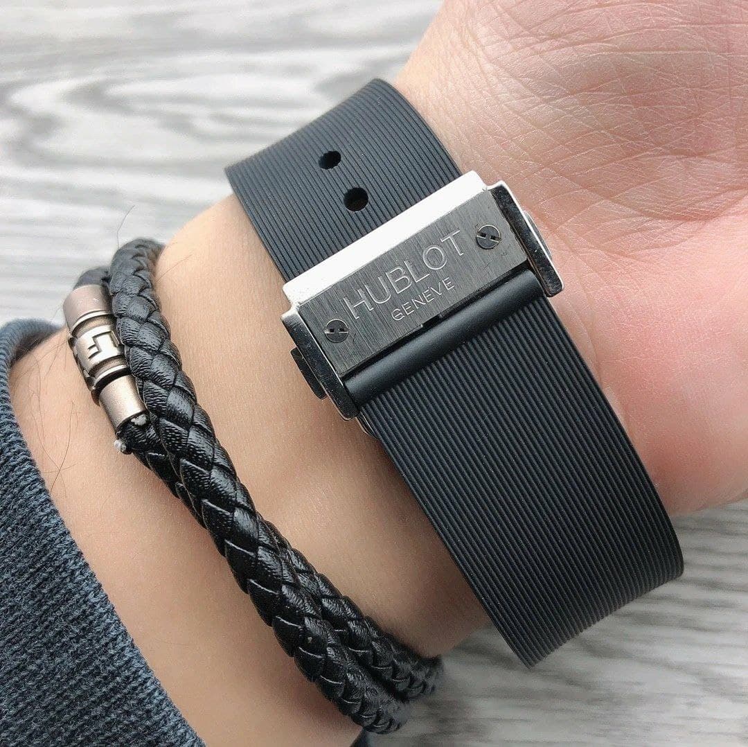 Hublot Chrono Silver Hight Version On Black Rubber Strap