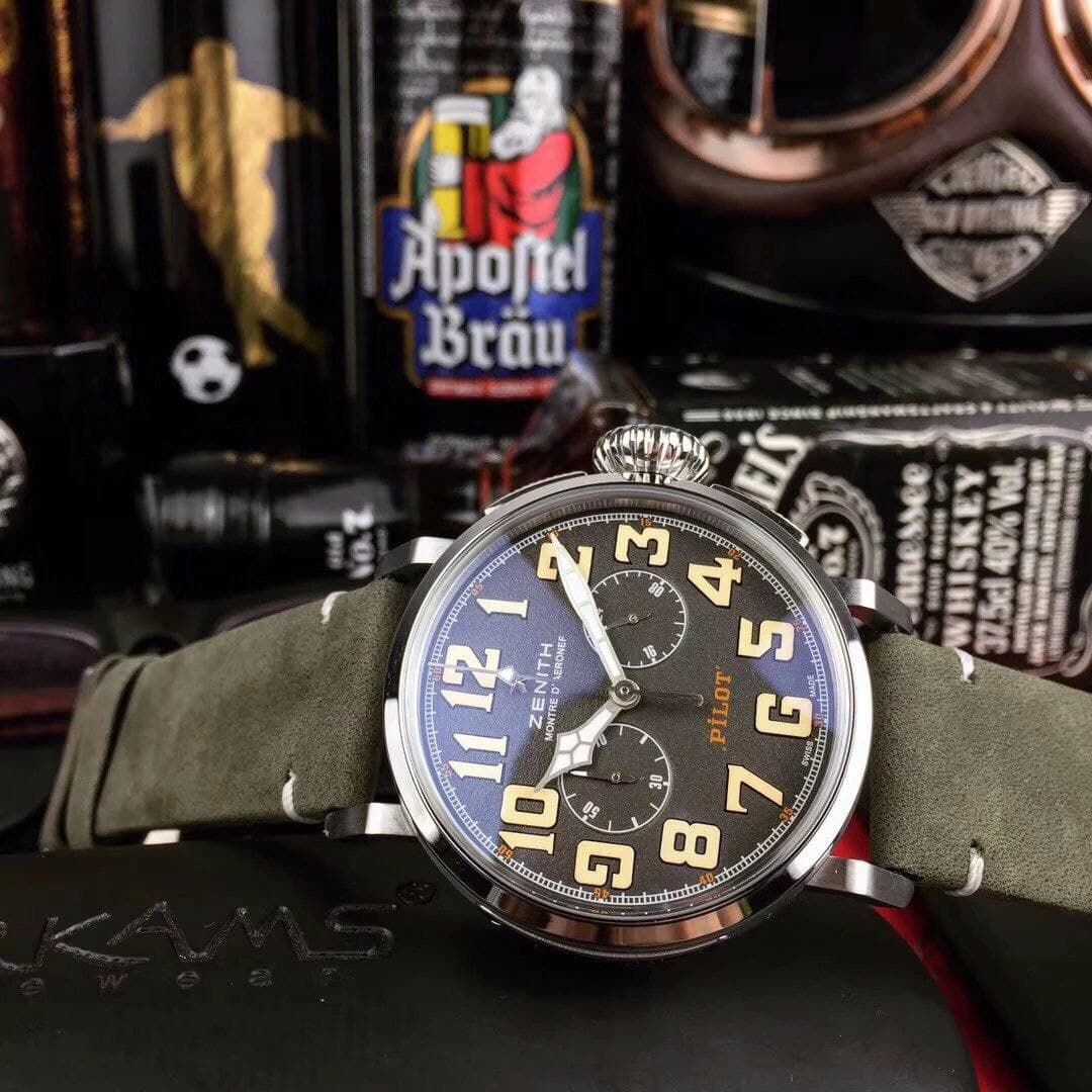 Zenith Pilot Silver Case Grey Dial