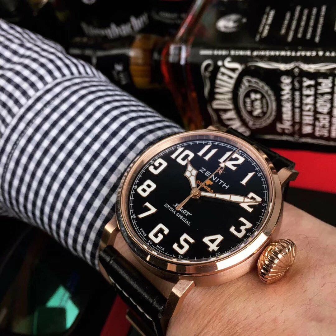 Zenith Pilot Gold Case Black Dial Chrono