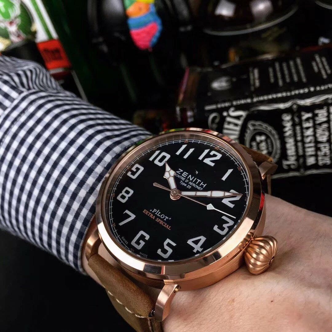 Zenith Pilot Gold Case Black Dial Chrono