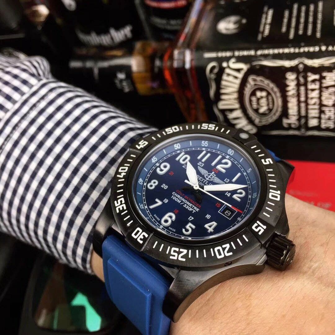 Breitling Colt Skyracer Blue Dial on Blue Rubber Strap