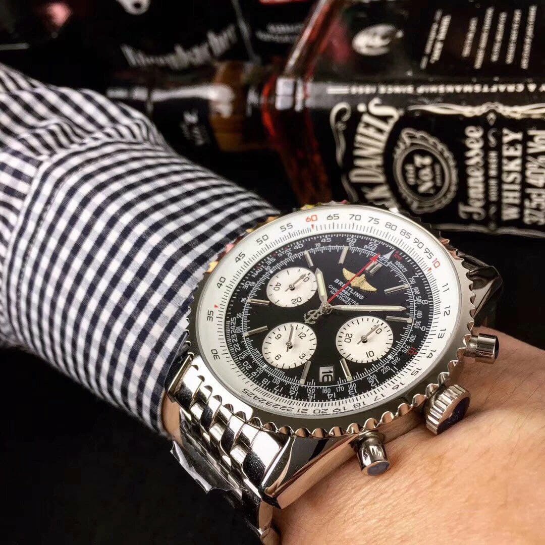 Breitling Navitimer Black Dial on SS Strap