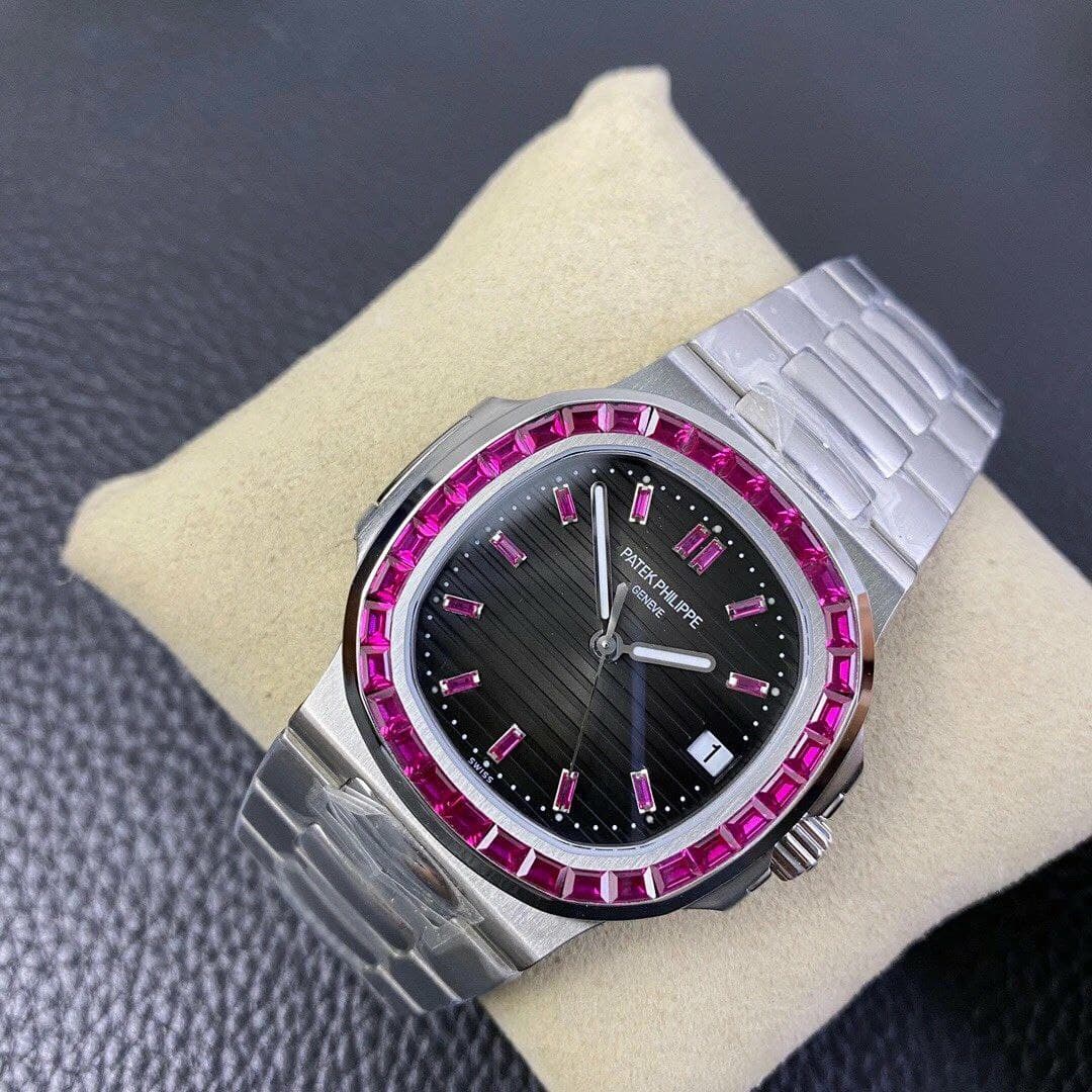 Nautilus Jumbo 5711 PF 1:1 Best Edition Black Textured Dial Diamonds Bezel on SS Bracelet A324 Nautilus Jumbo 5711 PF 1:1 Best Edition Black Textured Dial Diamonds Bezel on SS Bracelet A324