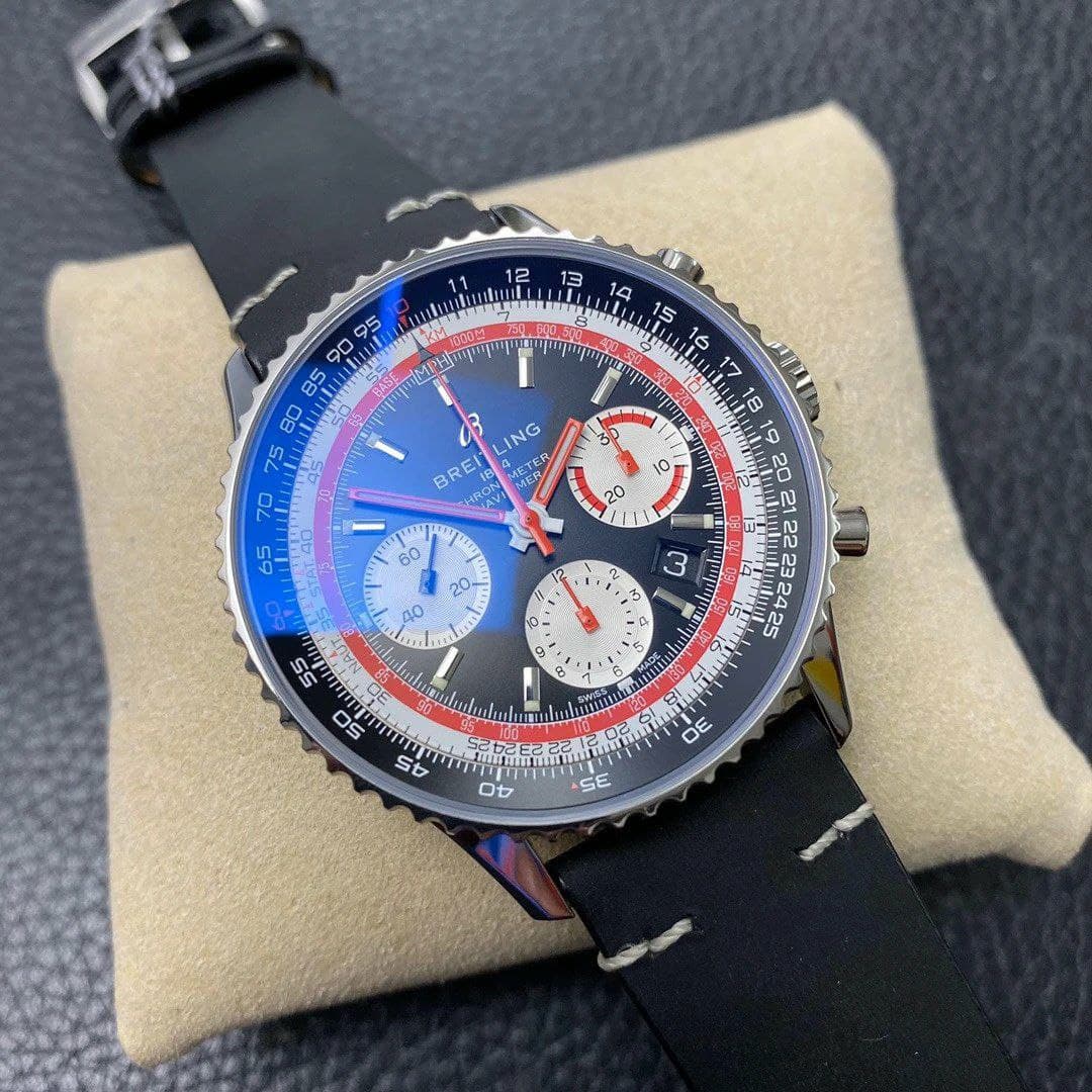 Navitimer B01 Chronograph 43 TWA Editioin SS OXF Black Dial Steel Markers on Black Leather Strap Navitimer B01 Chronograph 43 TWA Editioin SS OXF Black Dial Steel Markers on Black Leather Strap