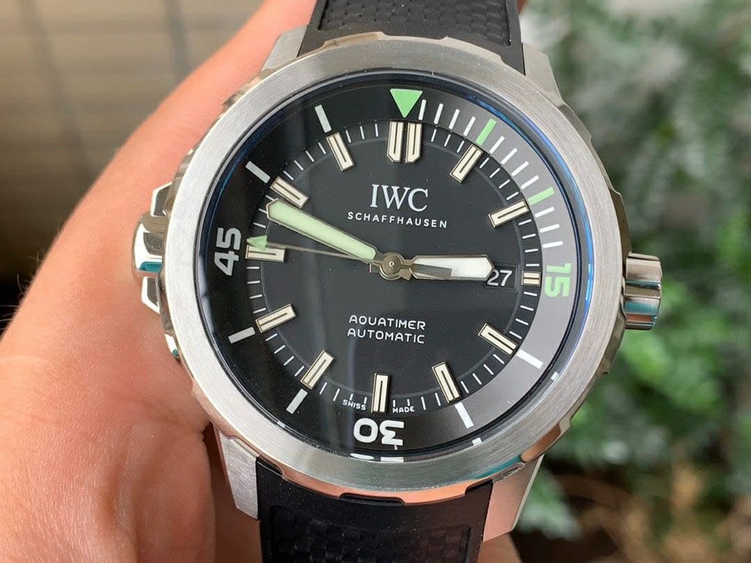 Aquatimer Chrono SS IW379503 1:1 Best Edition Black Dial on Black Rubber Strap