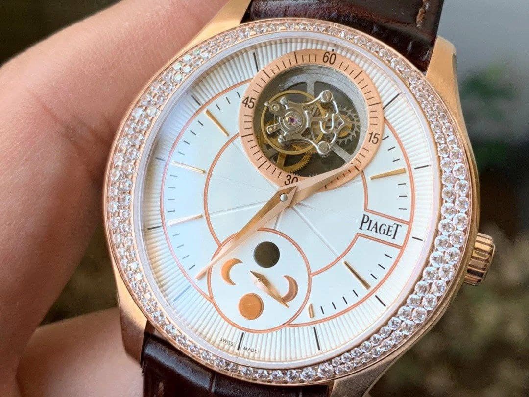 Piaget Gouverneur Tourbillon RG OXF Best Edition White Dial Diamonds Bezel on Brown Leather Strap Piaget Gouverneur Tourbillon RG OXF Best Edition White Dial Diamonds Bezel on Brown Leather Strap