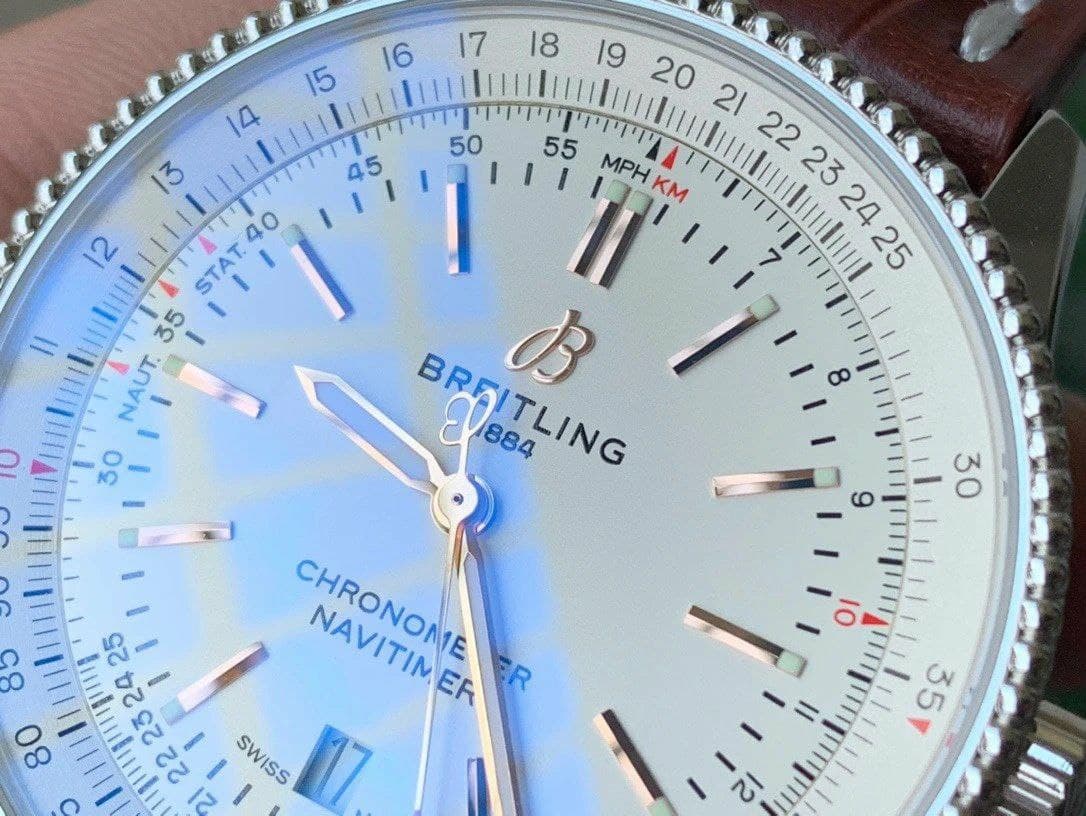 Navitimer 1 SS 41mm V7F 1:1 Best Edition SS Bezel White Dial on Brown Leather Strap Navitimer 1 SS 41mm V7F 1:1 Best Edition SS Bezel White Dial on Brown Leather Strap