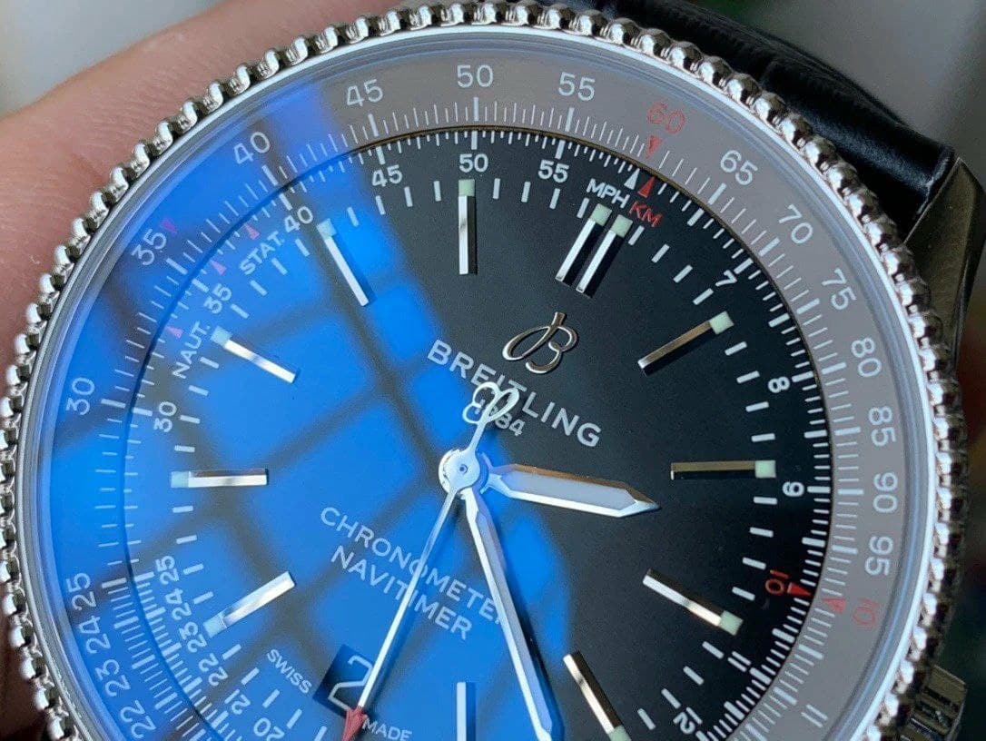 Navitimer 1 SS 41mm V7F 1:1 Best Edition Gray Bezel Black Dial on Black Leather Strap Navitimer 1 SS 41mm V7F 1:1 Best Edition Gray Bezel Black Dial on Black Leather Strap