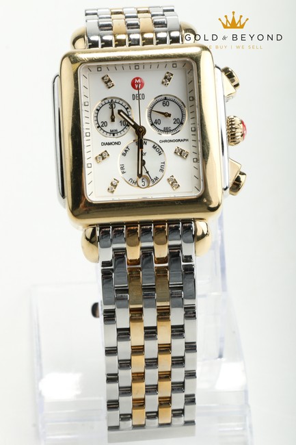 Michele Silver/Gold/White XL 36mm Deco Chronograph Two Tone Mw06z00c9046 Watch Michele Silver/Gold/White XL 36mm Deco Chronograph Two Tone Mw06z00c9046 Watch