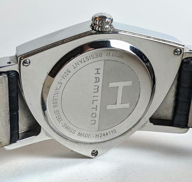 Hamilton Black Steel Ventura H244110 Quartz Mens Watch Hamilton Black Steel Ventura H244110 Quartz Mens Watch