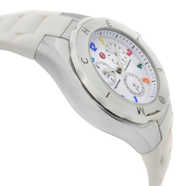 Michele White Rubber Tahitian Jellybean Steel Quartz Ladies Mww12f000013 Watch Michele White Rubber Tahitian Jellybean Steel Quartz Ladies Mww12f000013 Watch
