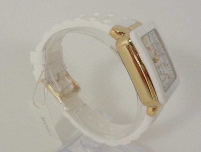 Michele White/Gold Mww06l000013 Womens Square Park Chronograph Dial Silicon Watch Michele White/Gold Mww06l000013 Womens Square Park Chronograph Dial Silicon Watch