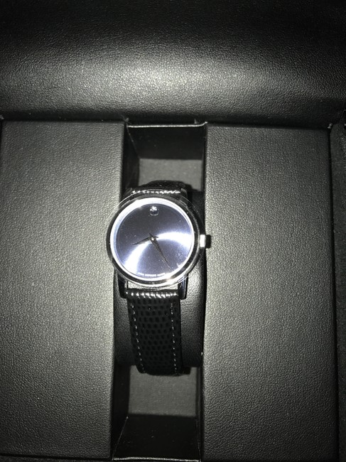 Movado Black Classic Museum Ladies. Ss Case. Blue Dial & Leather Strap Watch Movado Black Classic Museum Ladies. Ss Case. Blue Dial & Leather Strap Watch