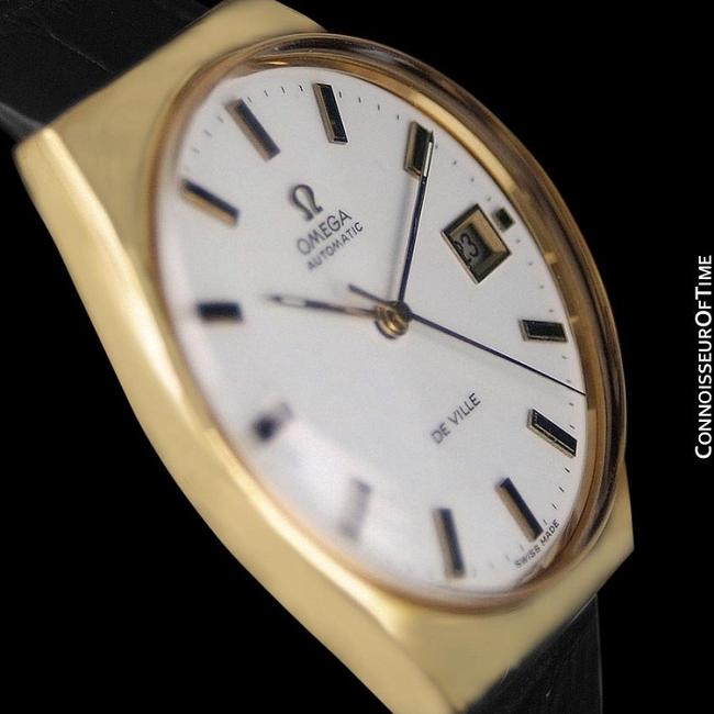 Omega White 1970s De Ville Vintage Mens Classic Retro 18k Watch Omega White 1970s De Ville Vintage Mens Classic Retro 18k Watch