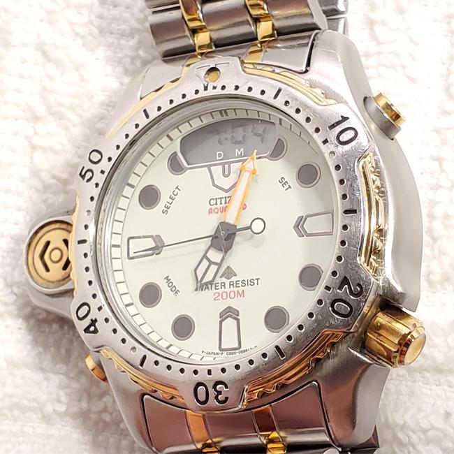 Citizen Silver Gold Vintage Promaster Aqualand Analog Digital Quartz Mens Watch Citizen Silver Gold Vintage Promaster Aqualand Analog Digital Quartz Mens Watch