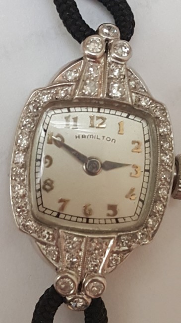 Hamilton Antique Platinum 40 Old European Cut 1.25ct Diamond Watch Hamilton Antique Platinum 40 Old European Cut 1.25ct Diamond Watch