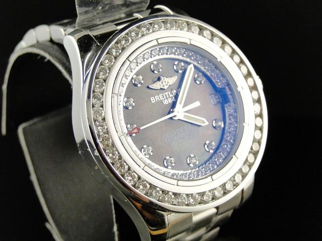 Breitling Stainless Steel Ladies Custom Aeromarine Colt Ocean Diamond 2.75 Ct Watch Breitling Stainless Steel Ladies Custom Aeromarine Colt Ocean Diamond 2.75 Ct Watch