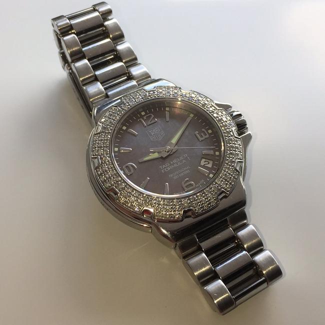 TAG Heuer Black Formula 1 F1 Professional Diamond Bezel Sapphire Crystal Swiss Movement Mop Mother Of Pearl Gray Iridescent Watch TAG Heuer Black Formula 1 F1 Professional Diamond Bezel Sapphire Crystal Swiss Movement Mop Mother Of Pearl Gray Iridescent Watch