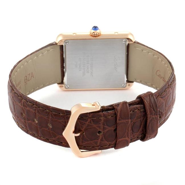Cartier Silver 18k Rose Gold and Leather Tank Solo W5200024 Womens Wristwatch 30x23mm Watch Cartier Silver 18k Rose Gold and Leather Tank Solo W5200024 Womens Wristwatch 30x23mm Watch