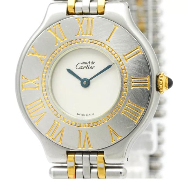 Cartier Silver/Gold Must 21 Plated Stainless Steel Quartz Mens Watch Cartier Silver/Gold Must 21 Plated Stainless Steel Quartz Mens Watch