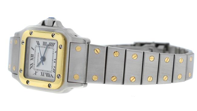 Cartier Yellow Gold Silver Ladies Santos 1170902 Steel 18k 24mm Watch Cartier Yellow Gold Silver Ladies Santos 1170902 Steel 18k 24mm Watch