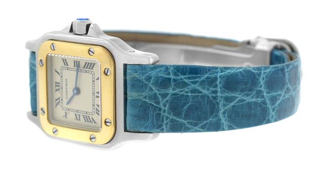 Cartier Yellow Gold Silver Ladies Santos Galbee 1567 18k Quartz Watch Cartier Yellow Gold Silver Ladies Santos Galbee 1567 18k Quartz Watch