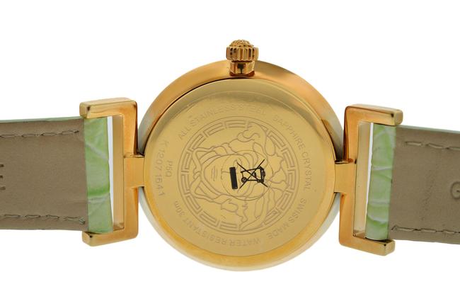 Versace Gold Tone Steel New Vanity P5q80d220 S220 Green Quartz Watch Versace Gold Tone Steel New Vanity P5q80d220 S220 Green Quartz Watch