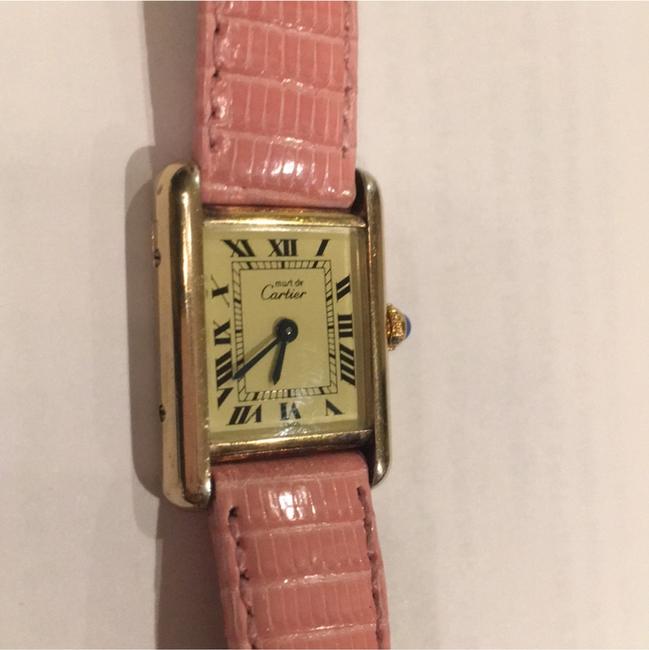 Cartier Gold Pink Must De Tank Vermeil with Lizzard Strap Watch Cartier Gold Pink Must De Tank Vermeil with Lizzard Strap Watch
