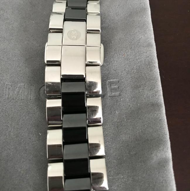 Michele Silver 18mm and Black Band Watch Michele Silver 18mm and Black Band Watch