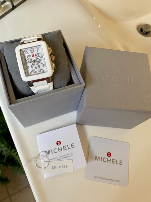 Michele White Jelly Womens Park Bean Casual Watch Michele White Jelly Womens Park Bean Casual Watch