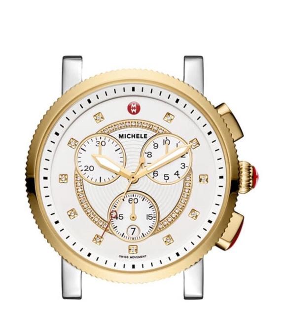 Michele Silver/Gold Two Tone Stainless Steel Diamond Large Sport Sail Watch Michele Silver/Gold Two Tone Stainless Steel Diamond Large Sport Sail Watch