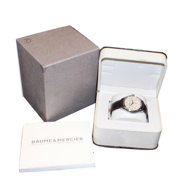 Baume & Mercier Silver Brown Stainless Steel Leather Band Skeleton Back Watch Baume & Mercier Silver Brown Stainless Steel Leather Band Skeleton Back Watch