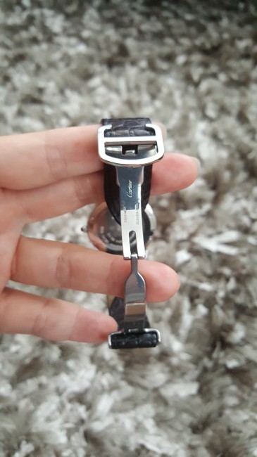 Cartier White Stainless Black Alligator Leather Strap Ronde Solo 2934 Watch Cartier White Stainless Black Alligator Leather Strap Ronde Solo 2934 Watch