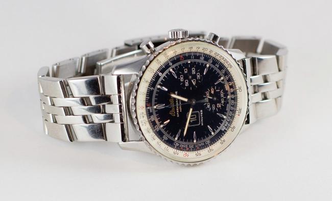 Breitling Silver Spatiographe Montbrillant Navitimer 10 Min Chronograph Watch Breitling Silver Spatiographe Montbrillant Navitimer 10 Min Chronograph Watch