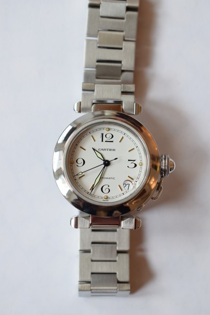 Cartier Stainless Steel "Pasha " Calendar .white Dial .circa :1990 S .swiss Made Watch Cartier Stainless Steel "Pasha " Calendar .white Dial .circa :1990 S .swiss Made Watch