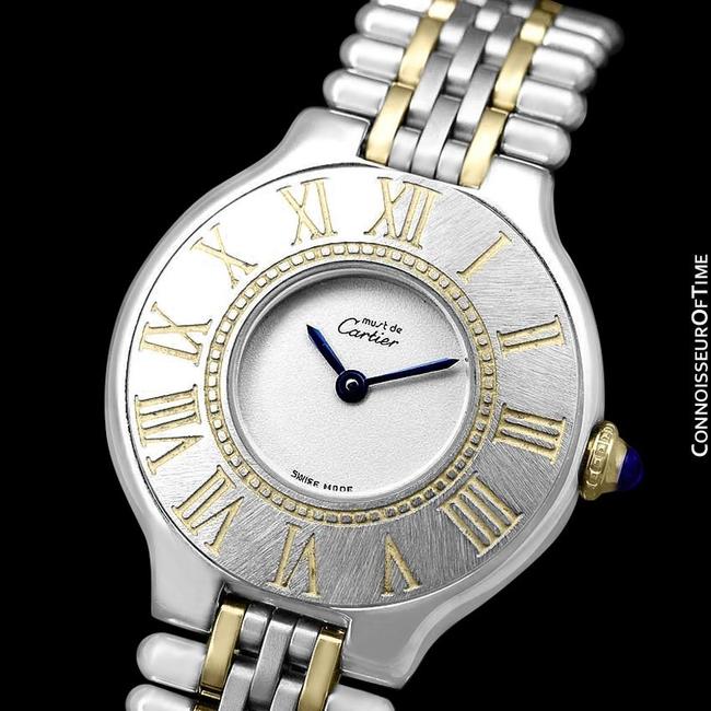 Cartier Light Silver Cartier?must De 21c Ladies Stainless Steel and 18k Gold Watch Cartier Light Silver Cartier?must De 21c Ladies Stainless Steel and 18k Gold Watch
