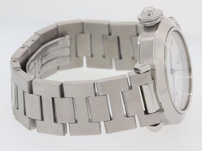 Cartier Silver W Pasha Steel Date Arabic Dial 35mm 2324 Pouch Watch Cartier Silver W Pasha Steel Date Arabic Dial 35mm 2324 Pouch Watch