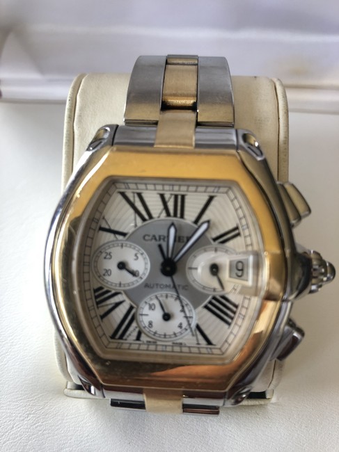 Cartier Gold and Silver XL Chronograph Roadster Dual Tone Watch Cartier Gold and Silver XL Chronograph Roadster Dual Tone Watch