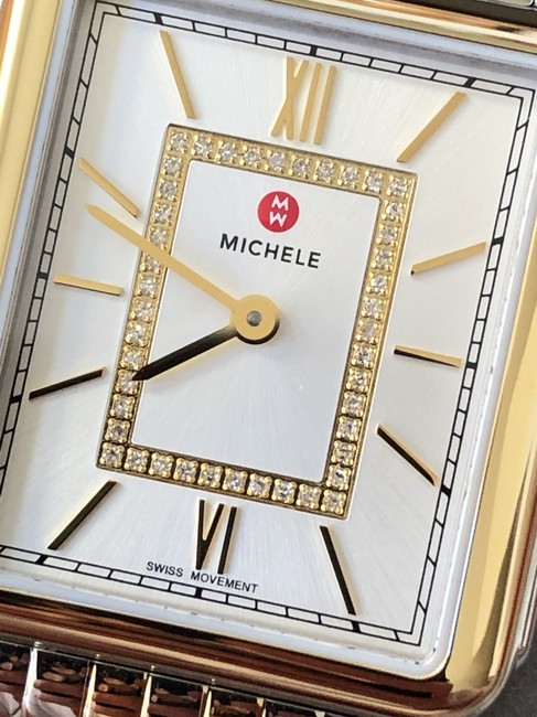 Michele Gold Gold/Silver Deco Ii 18k-gold Diamond Dial Watch Michele Gold Gold/Silver Deco Ii 18k-gold Diamond Dial Watch