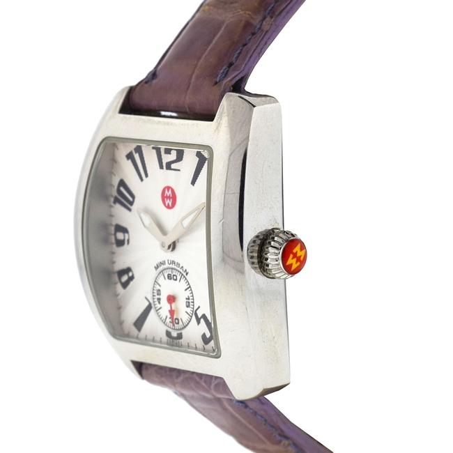 Michele White Mini Urban Purple Alligator Leather Strap Ladies Watch Michele White Mini Urban Purple Alligator Leather Strap Ladies Watch