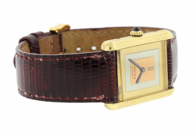 Cartier Yellow Gold Brown Box Must De Tank Vermeil Silver Papers Watch Cartier Yellow Gold Brown Box Must De Tank Vermeil Silver Papers Watch