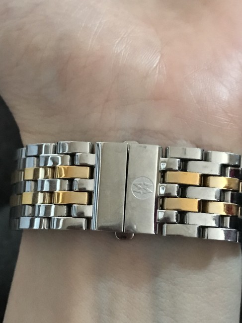 Michele Silver and Gold and Diamonds Deco Classic In Stainless Steel Mother Of Pearl Dial Watch Michele Silver and Gold and Diamonds Deco Classic In Stainless Steel Mother Of Pearl Dial Watch