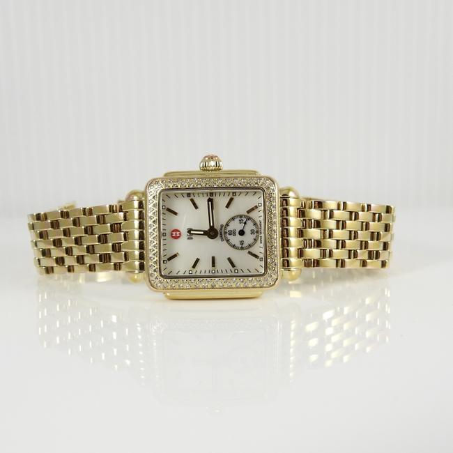 Michele Gold Plated Mother Of Pearl Diamond Deco Watch Michele Gold Plated Mother Of Pearl Diamond Deco Watch