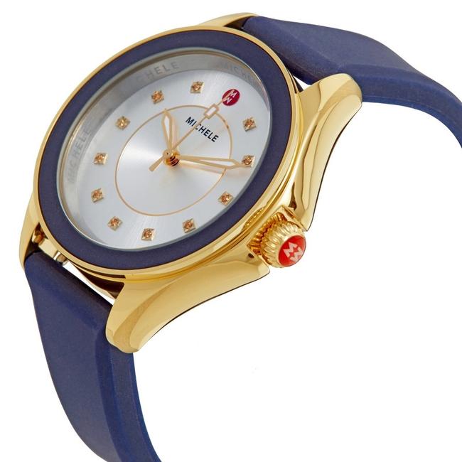 Michele Blue Cape Silicone Gold Tone Silver Dial Mww27a000013 Watch Michele Blue Cape Silicone Gold Tone Silver Dial Mww27a000013 Watch