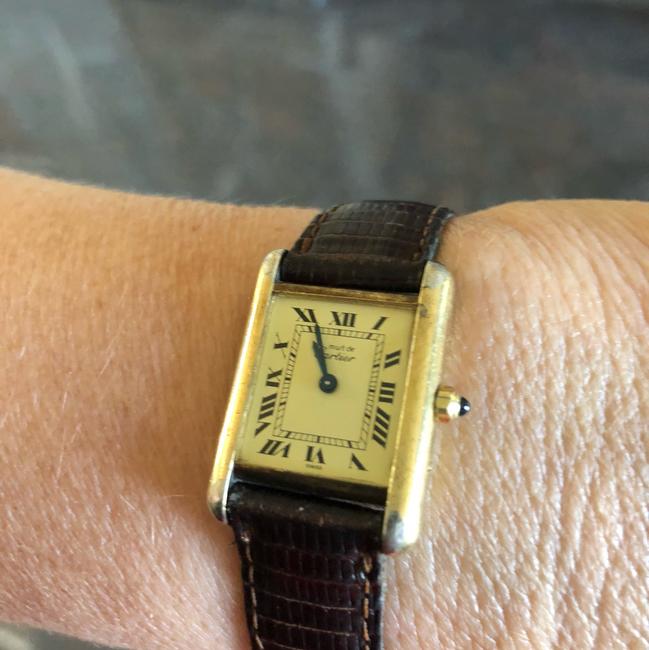 Cartier Ivory Gold Brown Tank De Must 18k Vermeil Watch Cartier Ivory Gold Brown Tank De Must 18k Vermeil Watch