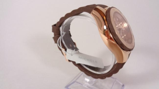 Michele Rose Gold/Brown Jelly Tahitian Mww12f000060 Womens Bean Chronograph New Watch Michele Rose Gold/Brown Jelly Tahitian Mww12f000060 Womens Bean Chronograph New Watch