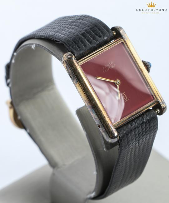 Cartier Gold Plated/ Red Vintage Must De Tank Argent 925 Watch Cartier Gold Plated/ Red Vintage Must De Tank Argent 925 Watch