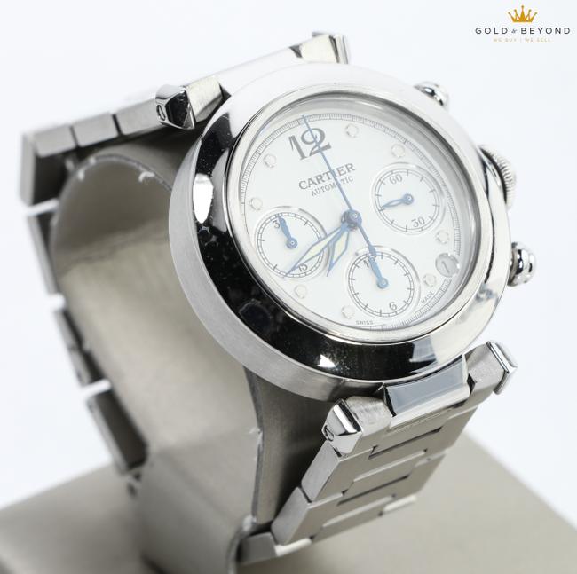 Cartier Silver/ Stainless Steel Pasha Chronograph 2412 Watch Cartier Silver/ Stainless Steel Pasha Chronograph 2412 Watch